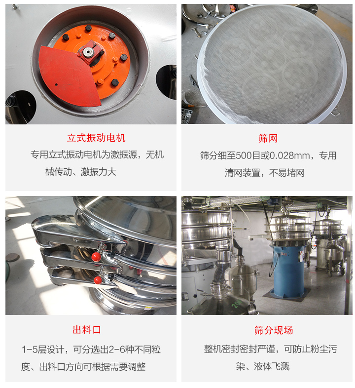 旋振篩定制化有：移動(dòng)，加緣，閘門等多種形式選擇。子母設(shè)計(jì)透網(wǎng)率高，換網(wǎng)方便。