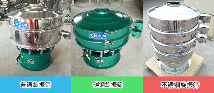 醫(yī)藥振動篩常見材質(zhì)展示：碳鋼＋不銹鋼，不銹鋼，碳鋼等材質(zhì)展示