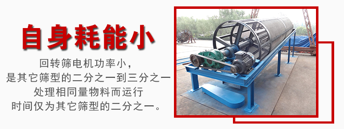 滾筒篩耗能小，使用壽命長，維修方便