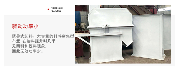 TD型斗式提升機驅(qū)動力小，無回料等特點展示圖。