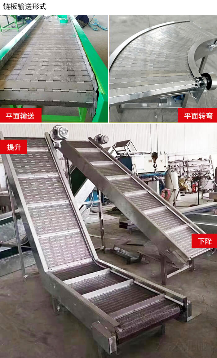 鏈板輸送機平面輸送，平面拐彎，提升等運行現(xiàn)場圖片